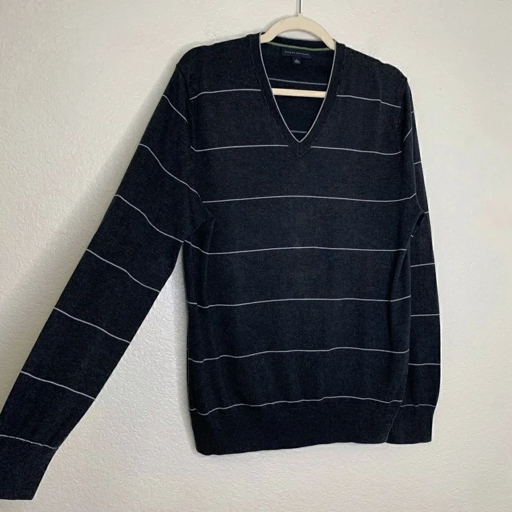 Banana Republic Silk Cashmere Blend Men’s V-neck Pullover Sweater, Sz Large